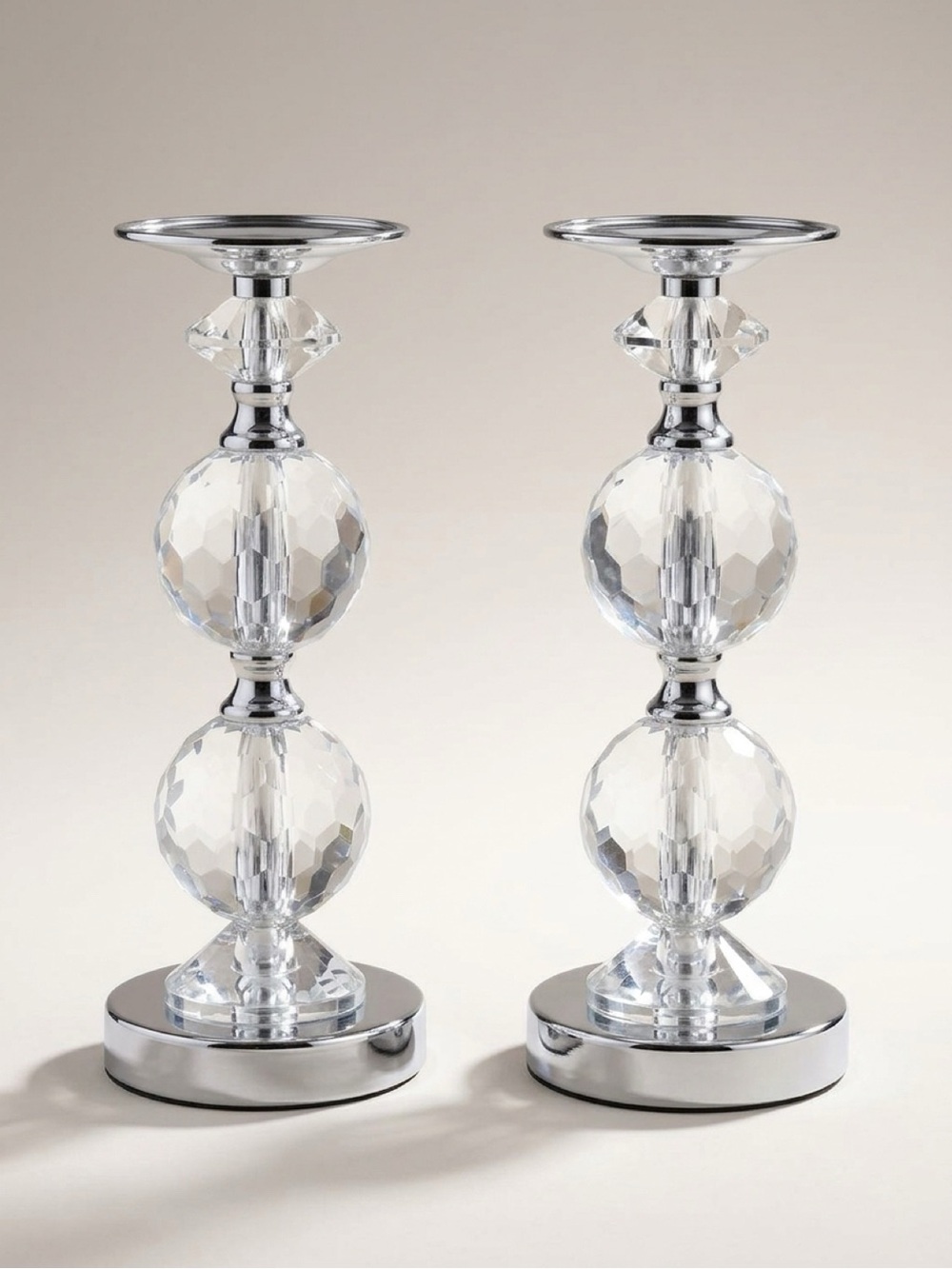 Stylecraft Crystal 12 Inch Pillar Candle Holders NWT
